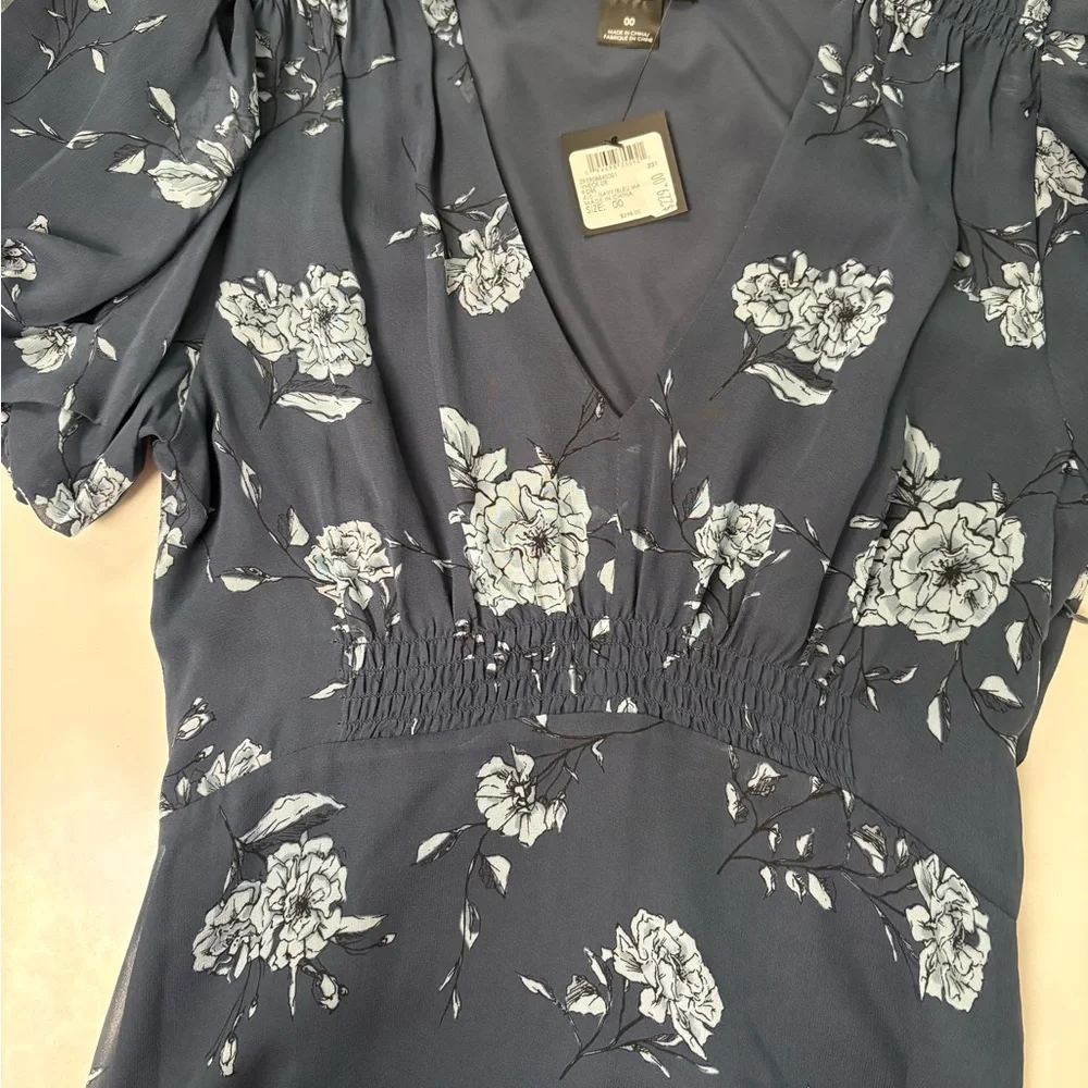 Club Monaco Navy Floral Midi Dress - Picture 5 of 7